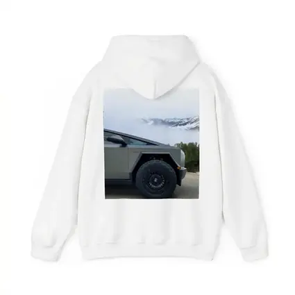 Tesla Cybertruck Parked Near Snowy Mountain Fog