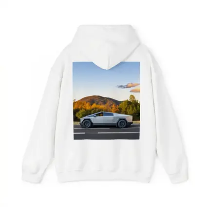 Tesla Cybertruck Driving Through Autumn Mountain Road