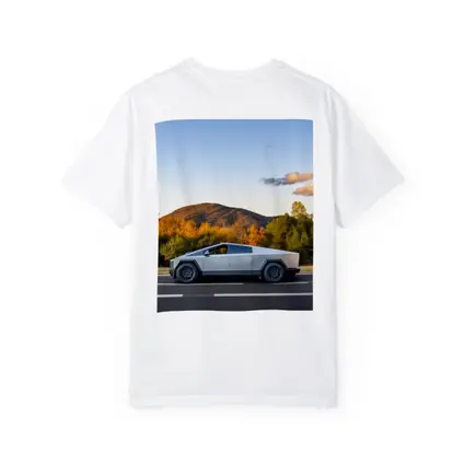 Tesla Cybertruck Driving Through Autumn Mountain Road