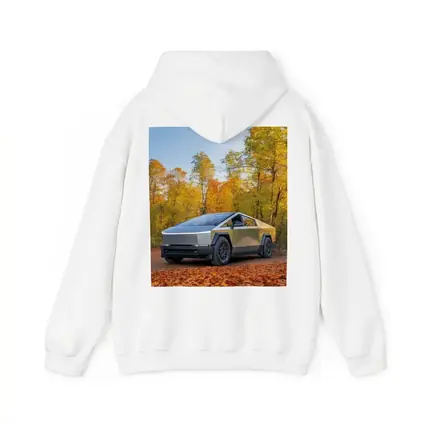 Tesla Cybertruck Parked Among Autumn Trees