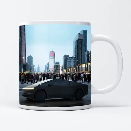 Tesla Cybertruck Dark City Street Scene