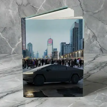 Tesla Cybertruck Dark City Street Scene