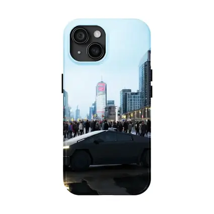 Tesla Cybertruck Dark City Street Scene