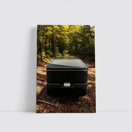 Tesla Cybertruck Rear View Forest Trail
