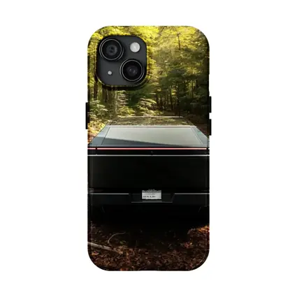 Tesla Cybertruck Rear View Forest Trail
