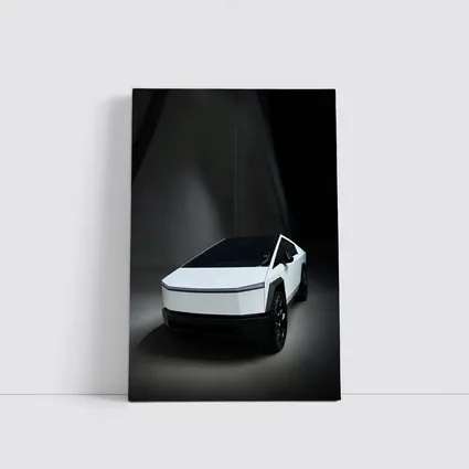Tesla Cybertruck White Studio Dark Background
