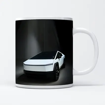 Tesla Cybertruck White Studio Dark Background