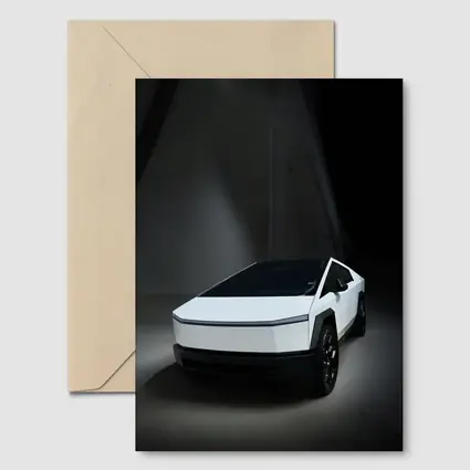 Tesla Cybertruck White Studio Dark Background