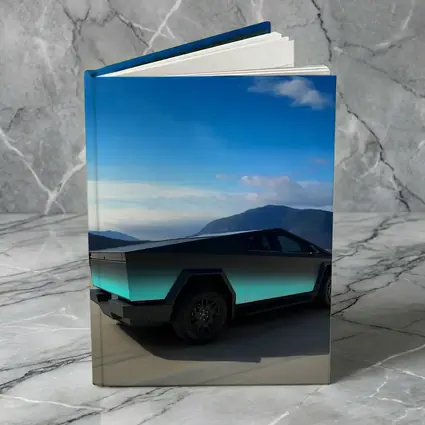 Tesla Cybertruck Teal Chrome Mountain Sky