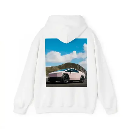 Pink Tesla Cybertruck Parked Near Mountains