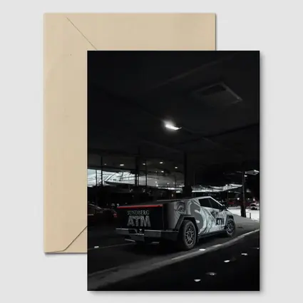 Tesla Cybertruck Custom Wrap Night Parking