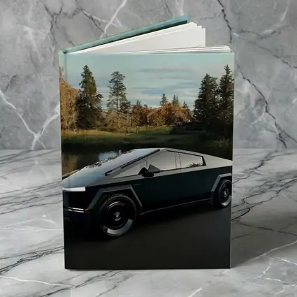 Tesla Cybertruck Parked Near Calm Lake