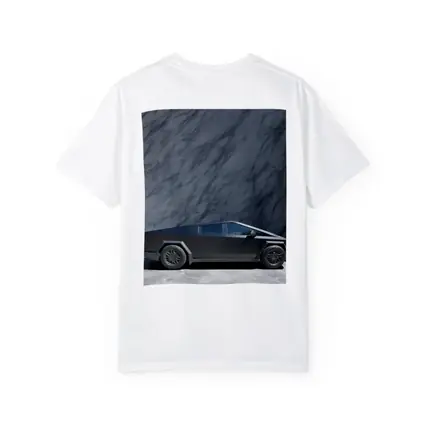 Tesla Cybertruck Against Marble Stone Wall
