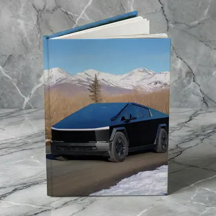Tesla Cybertruck Black Snowy Mountain Road