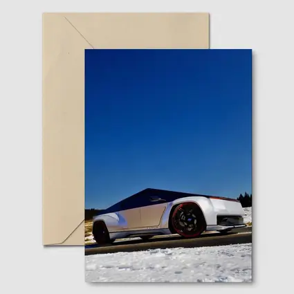 Tesla Cybertruck Silver Truck Snowy Road