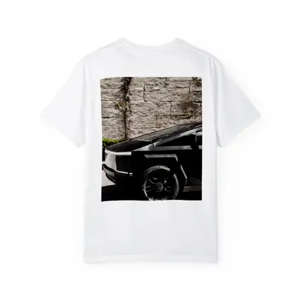 Tesla Cybertruck Black Against Stone Wall