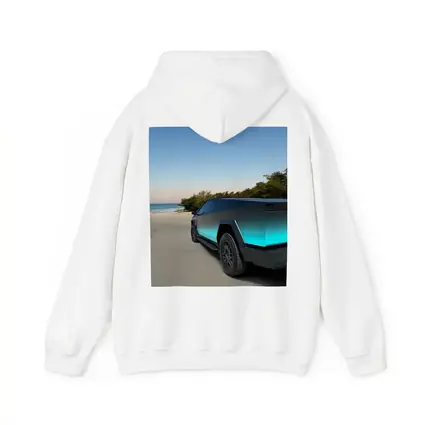 Tesla Cybertruck Teal Beach Coastal Shot