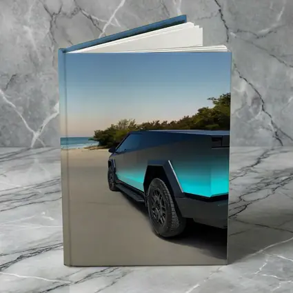 Tesla Cybertruck Teal Beach Coastal Shot