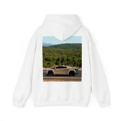 Tesla Cybertruck Silver Truck Mountain Road