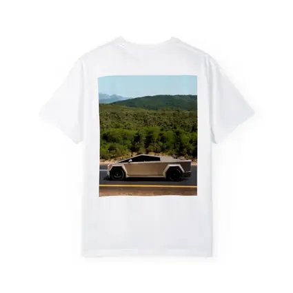 Tesla Cybertruck Silver Truck Mountain Road
