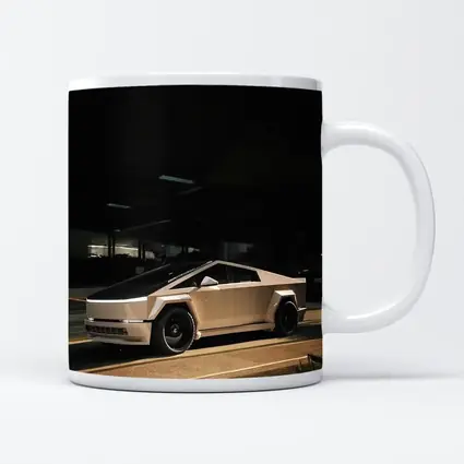 Tesla Cybertruck Parked Under Dark Overhang