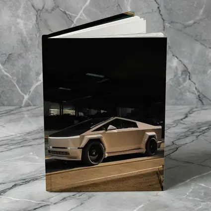 Tesla Cybertruck Parked Under Dark Overhang