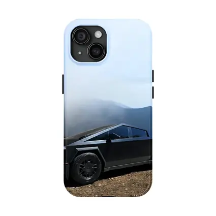 Tesla Cybertruck Black Mountain Misty Backdrop
