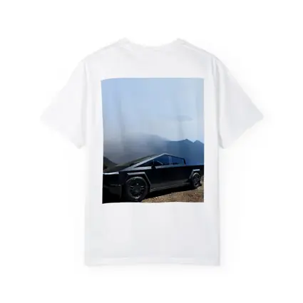 Tesla Cybertruck Black Mountain Misty Backdrop