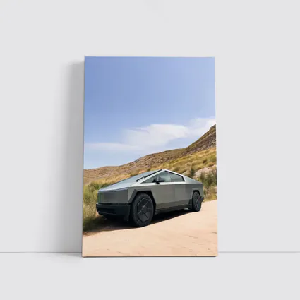 Tesla Cybertruck Parked On Desert Dirt Road