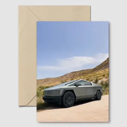 Tesla Cybertruck Parked On Desert Dirt Road