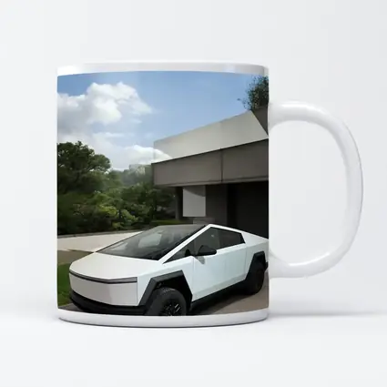 Tesla Cybertruck Parked Modern House Exterior