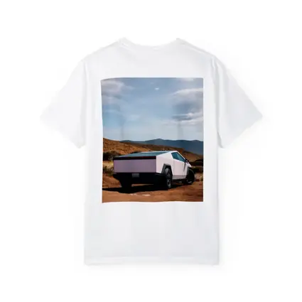 Tesla Cybertruck Pink Desert Mountain Backdrop