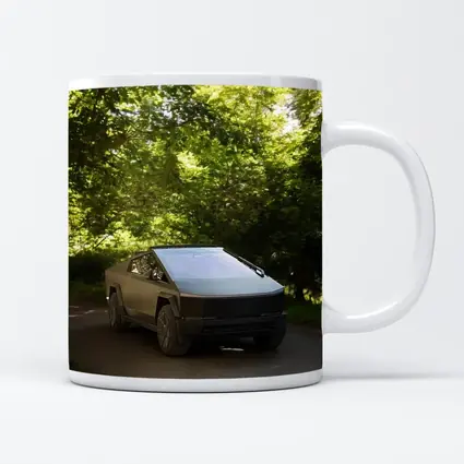 Tesla Cybertruck Parked On Forest Road