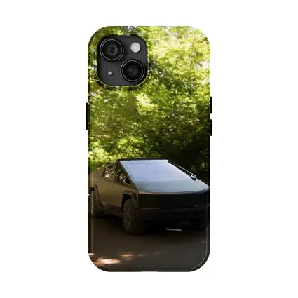 Tesla Cybertruck Parked On Forest Road