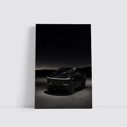 Tesla Cybertruck Under Starry Night Sky