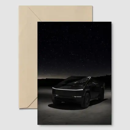 Tesla Cybertruck Under Starry Night Sky