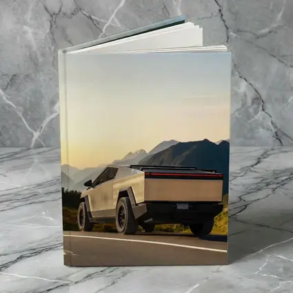 Tesla Cybertruck Parked on Mountain Road Sunset