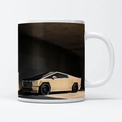 Tesla Cybertruck Beige Under Concrete Bridge