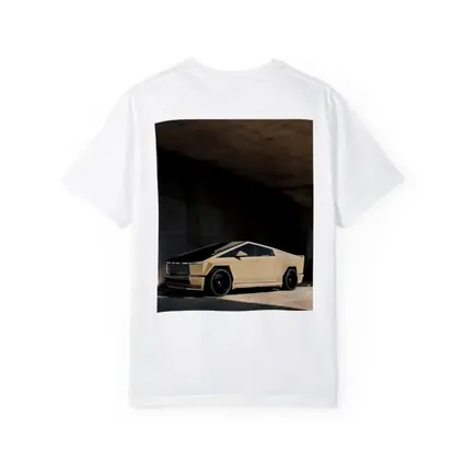 Tesla Cybertruck Beige Under Concrete Bridge
