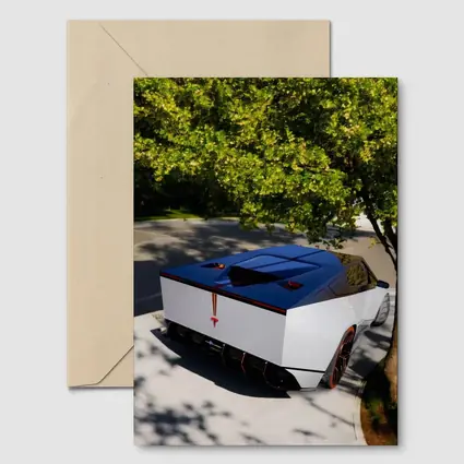 Tesla Cybertruck Parked Under Green Tree