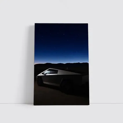 Tesla Cybertruck Under Starry Night Sky