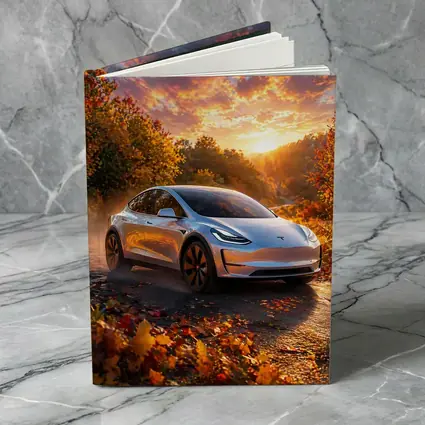 Tesla Model 3 Autumn Sunset Road Drive