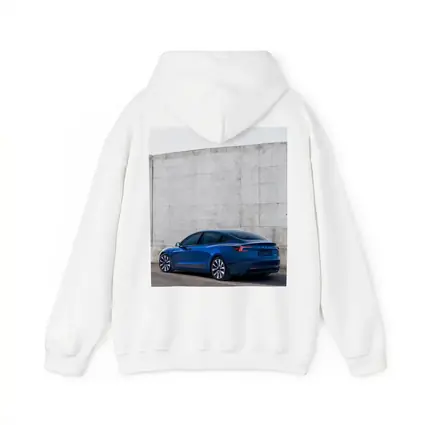 Tesla Model 3 Blue Against Concrete Wall