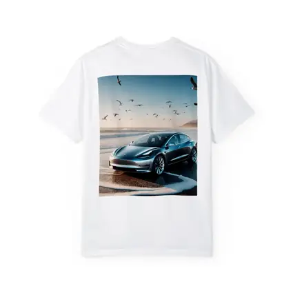 Tesla Model 3 Parked on Sunny Beach