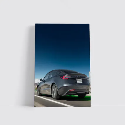 Tesla Model 3 Gray on City Highway
