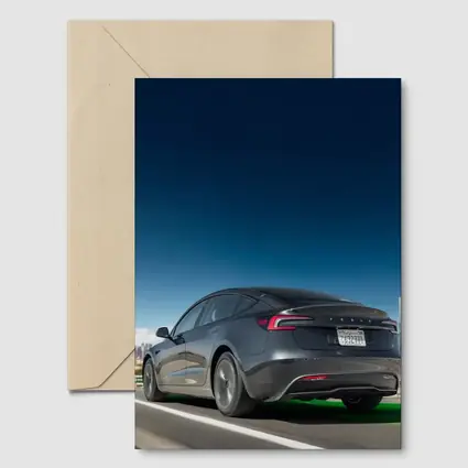 Tesla Model 3 Gray on City Highway