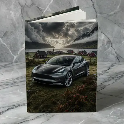 Tesla Model 3 Dark Dramatic Cloudy Landscape