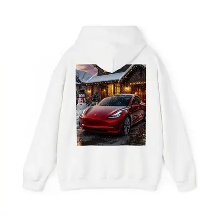Tesla Model 3 Red Christmas Winter Night