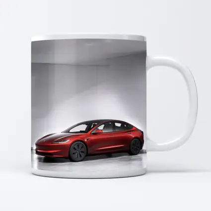 Tesla Model 3 Red Car Studio Background