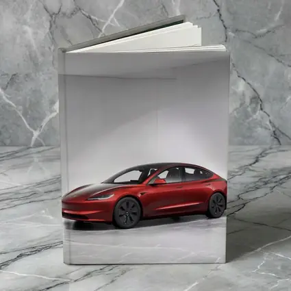 Tesla Model 3 Red Car Studio Background